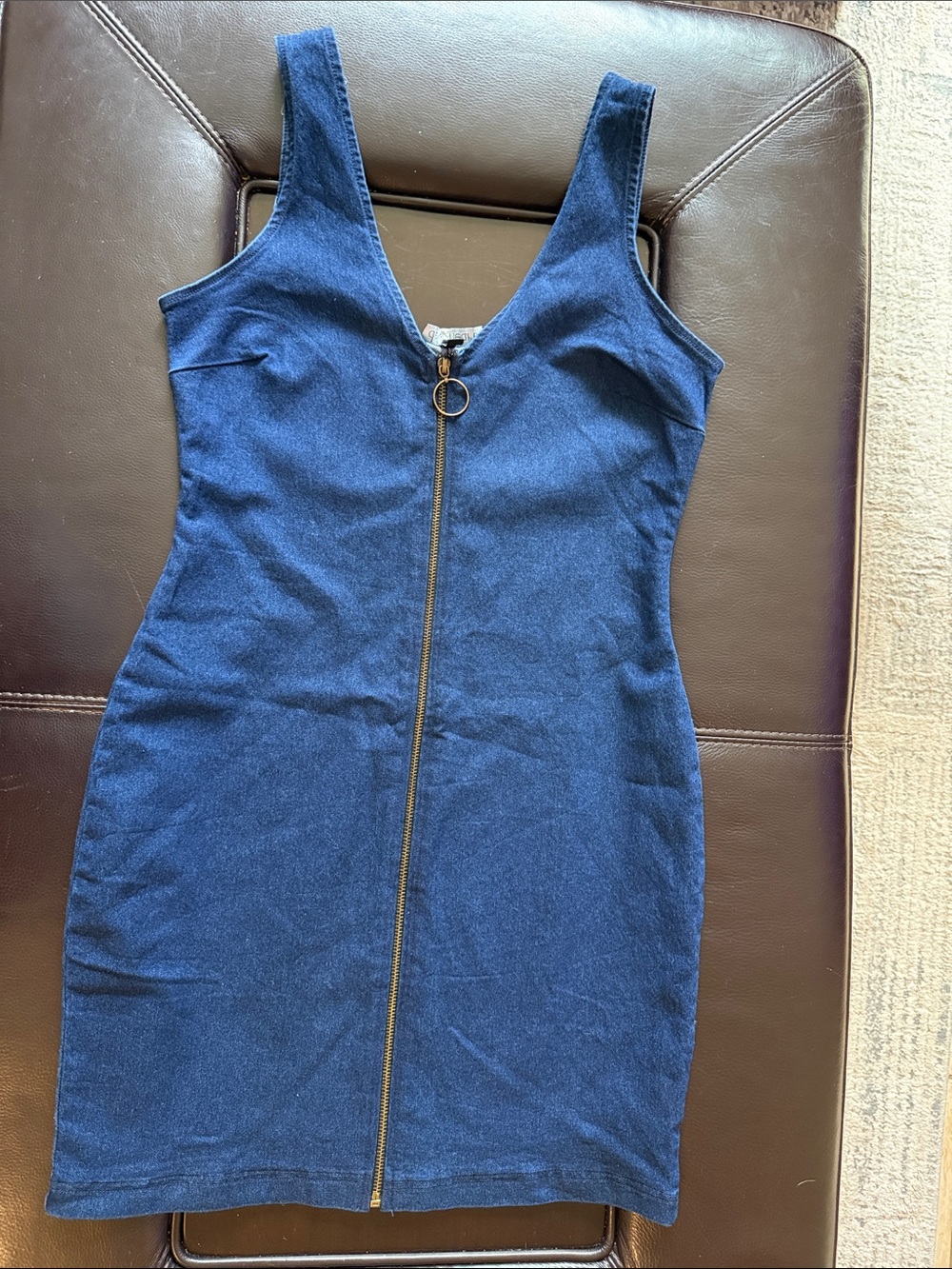 Sleeveless Navy Blue Zip-Front Bodycon Dress